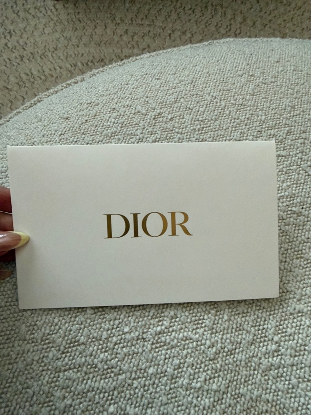Dior Cream Card Receipt Holder with Gold Logo